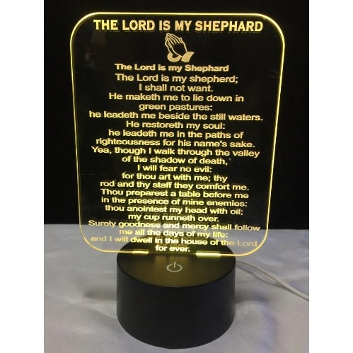 The Lord Is My Shepard Custom Branded 3d Illusion Rgb 7 Colors Led Night Light With Base Desk Lamp