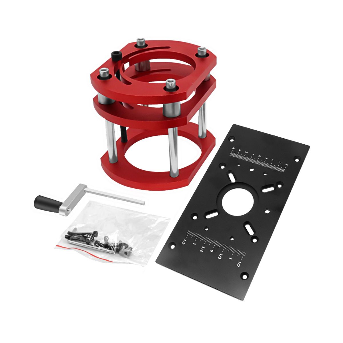 Router Lift with Fixed Base-Router Insert Plate-Woodworking Universal Router Lift Base for 65mm Dia Router Motor-Black