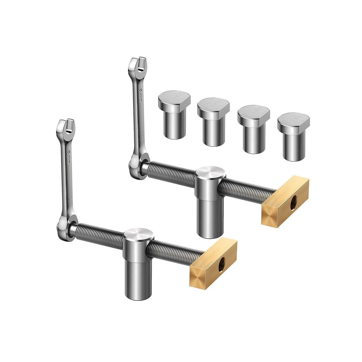 2Pack Bench Dog Clamp, 3/4Inch Dog Hole Clamp with 4 Pack Bench Dog Stainless Steel Brass Woodworking Tools 19mm