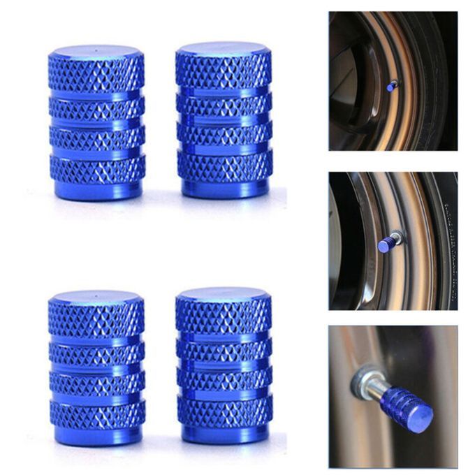 4Pcs Aluminum Alloy Car Wheel Tyre Tire Air Pressure-Blue