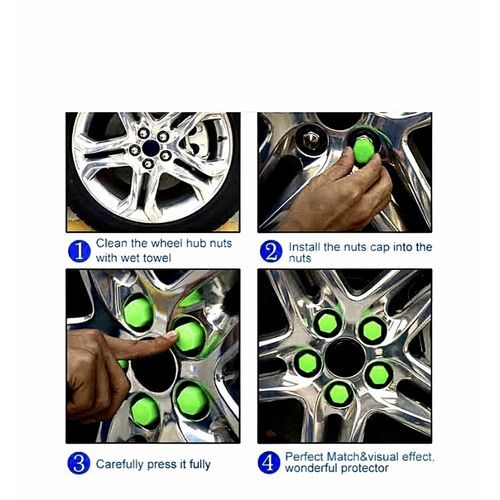 Universal Car Wheel Nut Silicon Cover Green Color