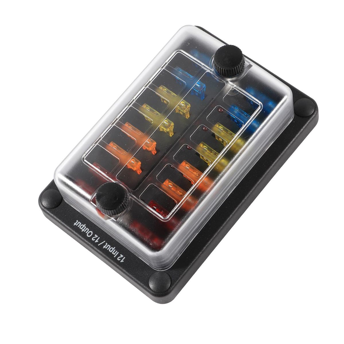 12 Way Fuse Block with Warning LED Indicator 16 Fuses ATO/ATC Blade Fuses 12 Input/Output Waterproof for Car Truck Boat