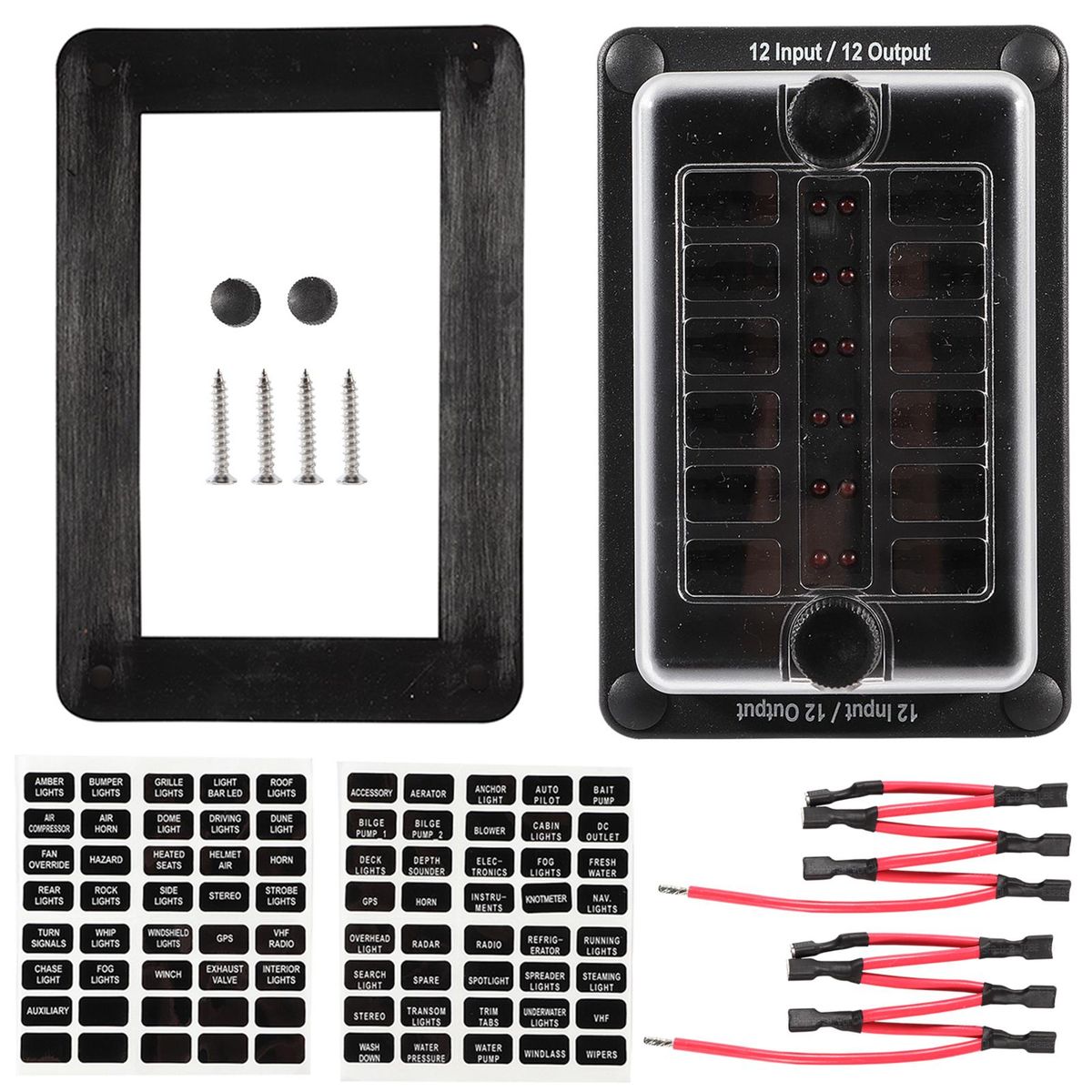 12 Way Fuse Block with Warning LED Indicator 16 Fuses ATO/ATC Blade Fuses 12 Input/Output Waterproof for Car Truck Boat