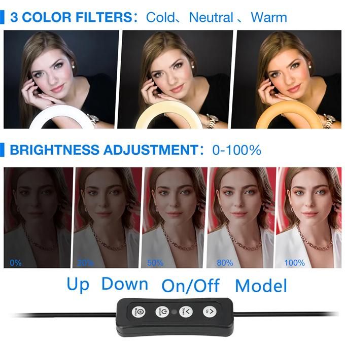 10 Inch LED Ring Selfie Light Dimmable Photography Lighting Kit USB Rechargeable Light with Tripod for Live Video