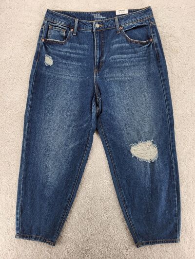 Women 3/4  Barrel Jeans Blue Plus Size