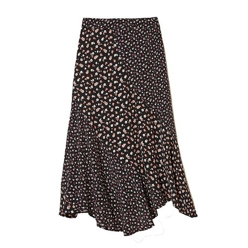 Naomi Pop Ditsy Midi Skirt  - Black