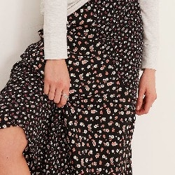 Naomi Pop Ditsy Midi Skirt  - Black