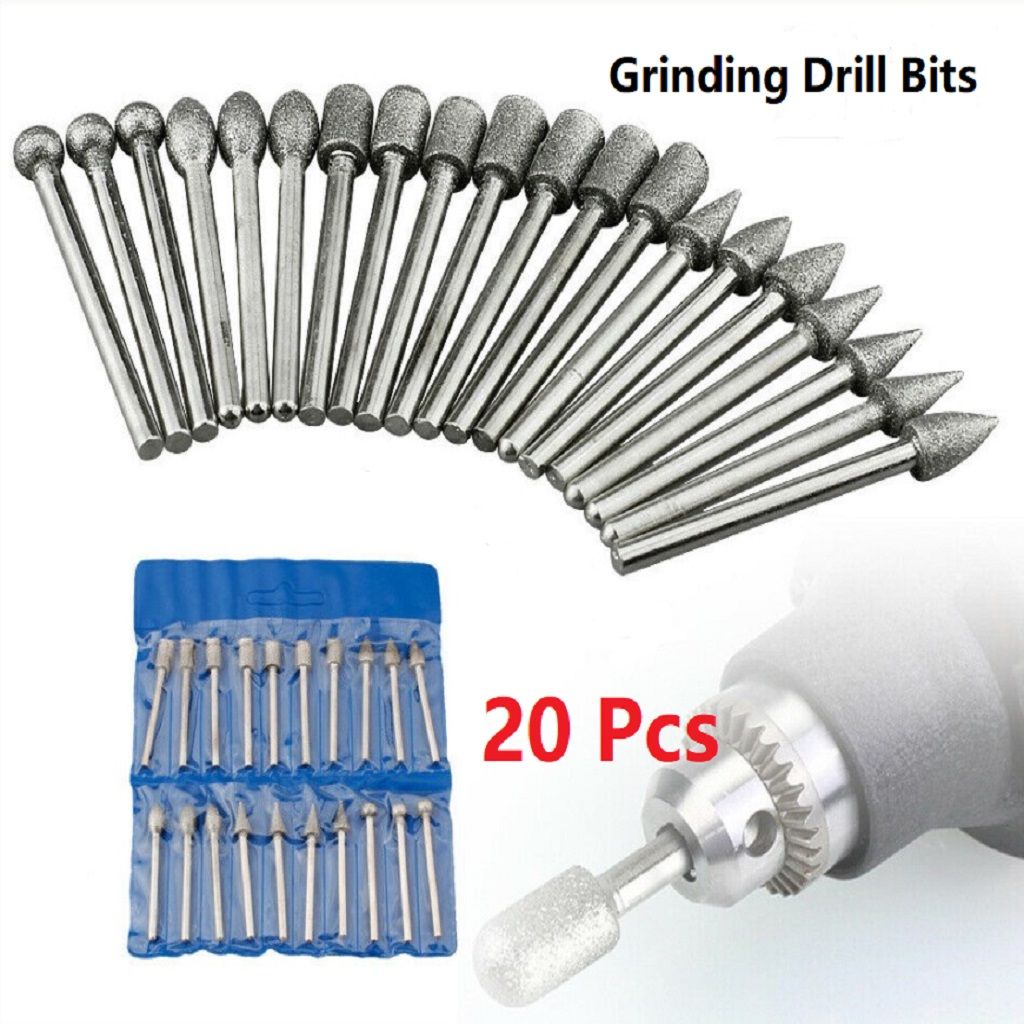 20 Pieces/set Diamond Grinding Head Drill Bits Rotary Tools