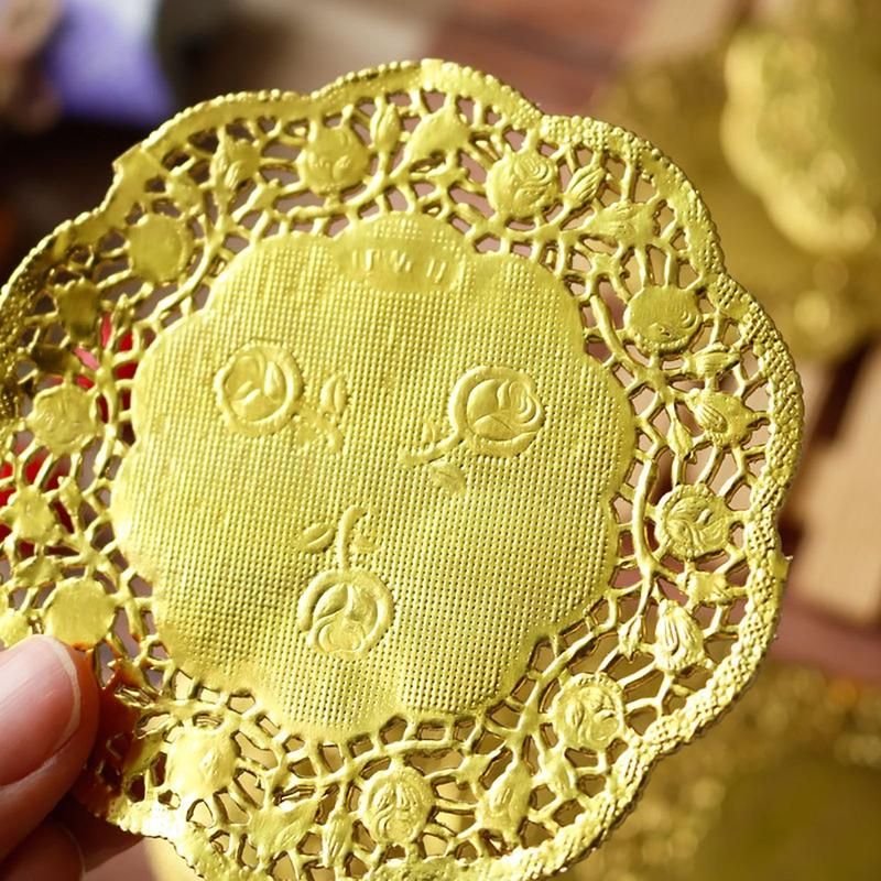 50Pcs/Set Exquisite Lace Edge Dessert Mat Beautiful-Golden