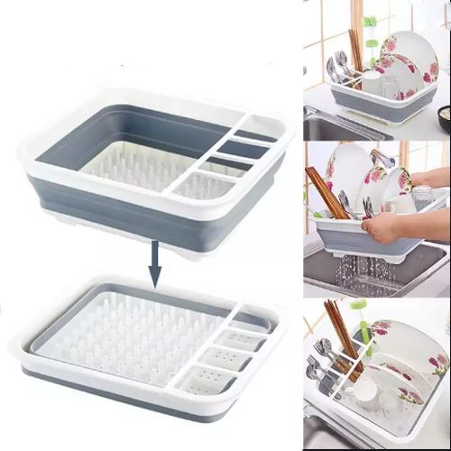 Collapsible Dish Drainer With Plate & Cutlery Rack