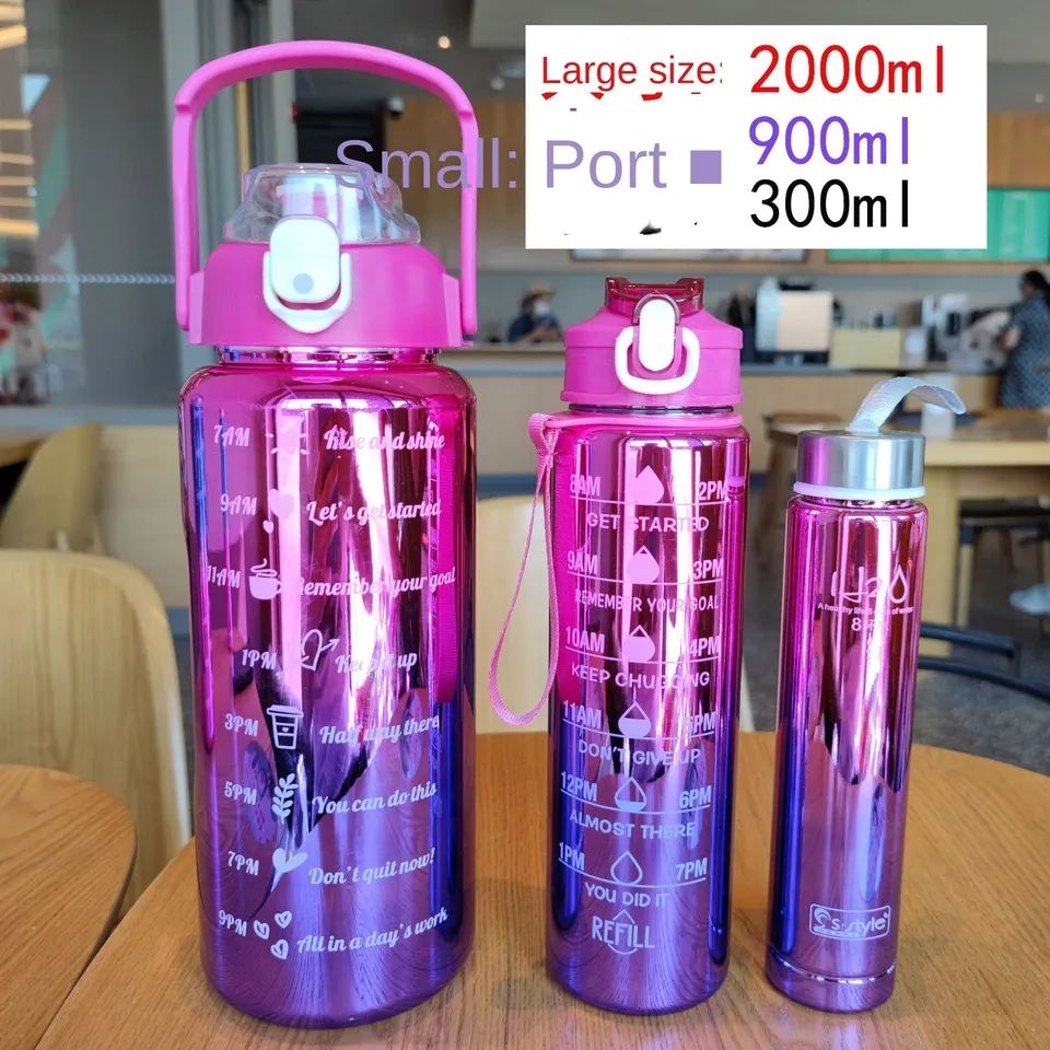 Electroplated Gradient 3in1 Water Bottle With 3D Stickers