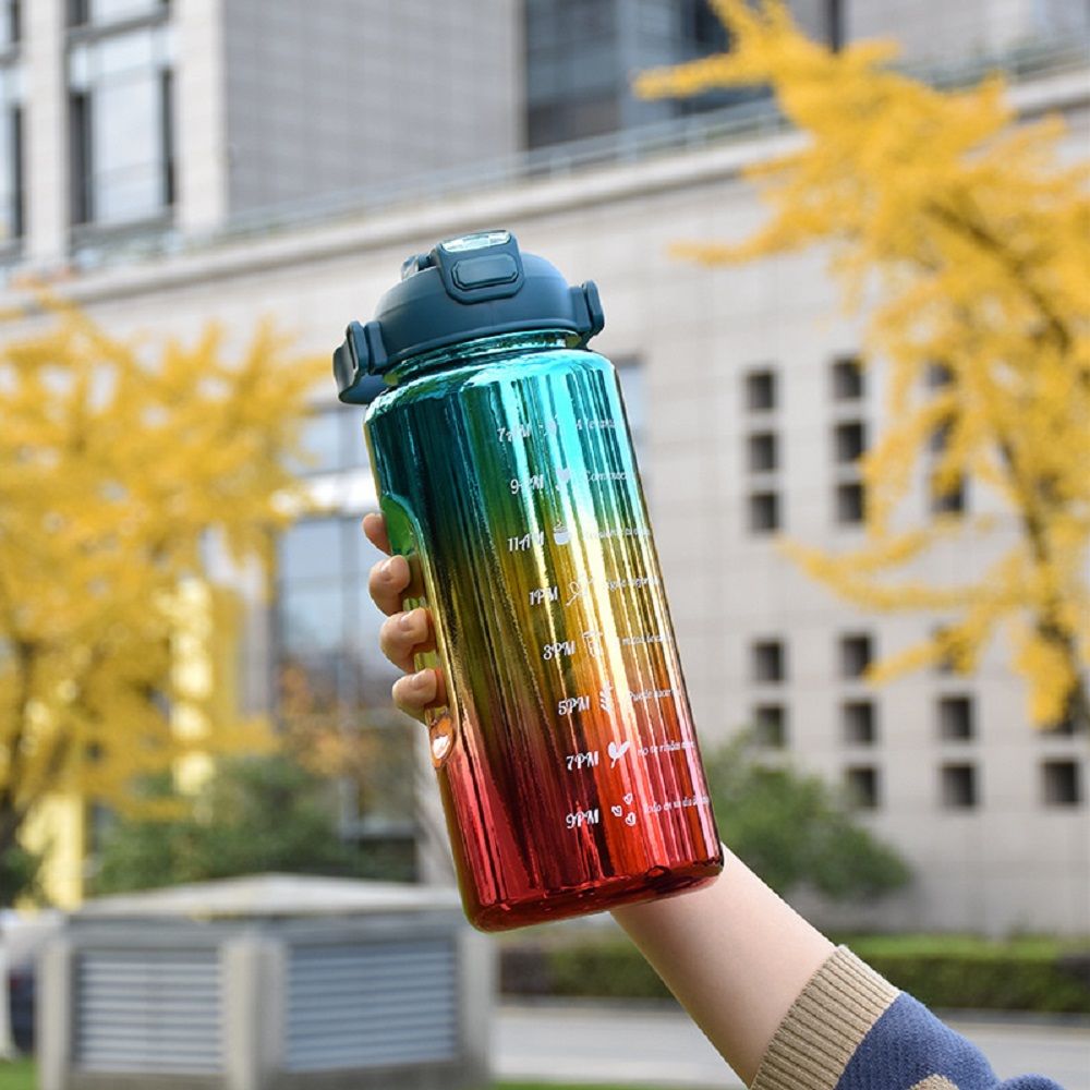 Electroplated Gradient 3in1 Water Bottle With 3D Stickers