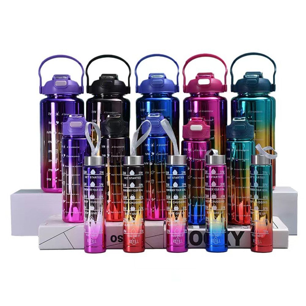 Electroplated Gradient 3in1 Water Bottle With 3D Stickers