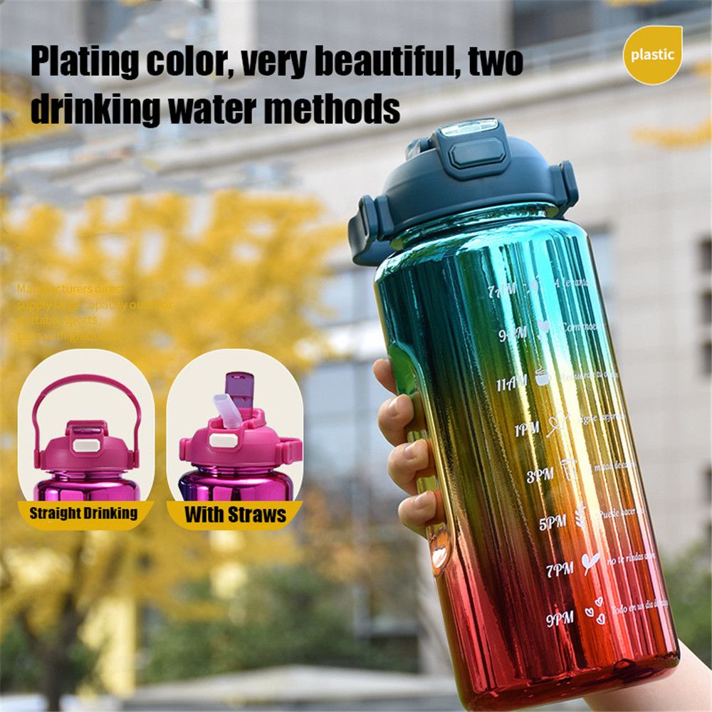 Electroplated Gradient 3in1 Water Bottle With 3D Stickers