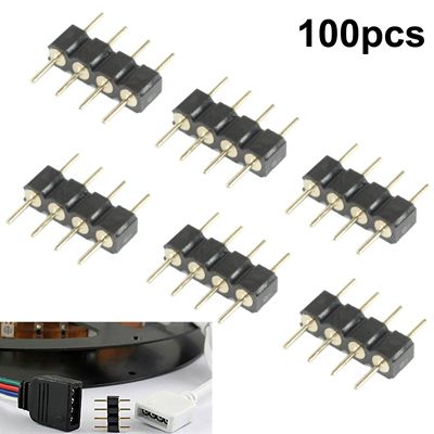 100 PCS 4 Pin Male Connector For RGB LED SMD Strip Light