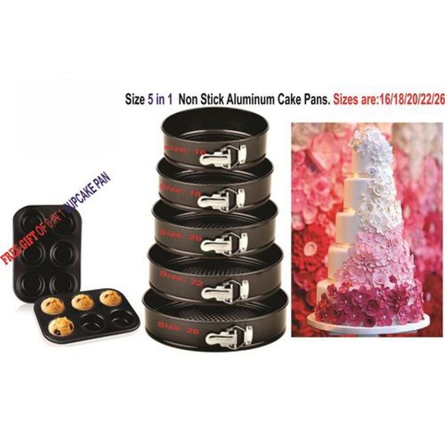 5 In 1 Non Stick Baking Pan/Cake Pan.Sizes 16/18/20/22/26cm