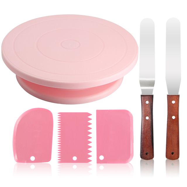 Pink Cake Turntable Set Cake Stand
