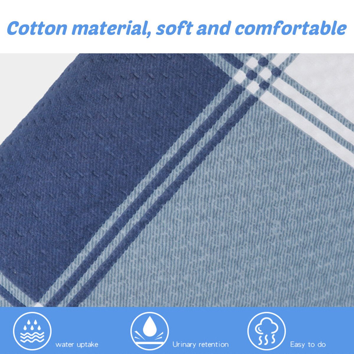 Washable Reusable Waterproof Underpad Bed Pad Incontinence Mattress Protector Blue 60x90cm