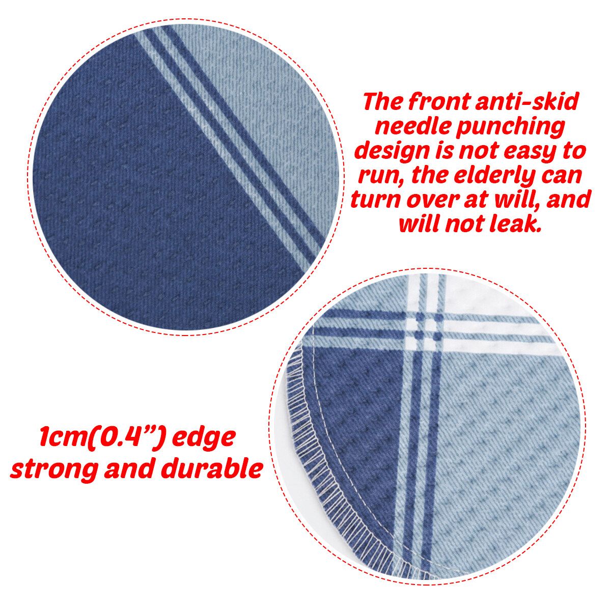 Washable Reusable Waterproof Underpad Bed Pad Incontinence Mattress Protector Blue 60x90cm