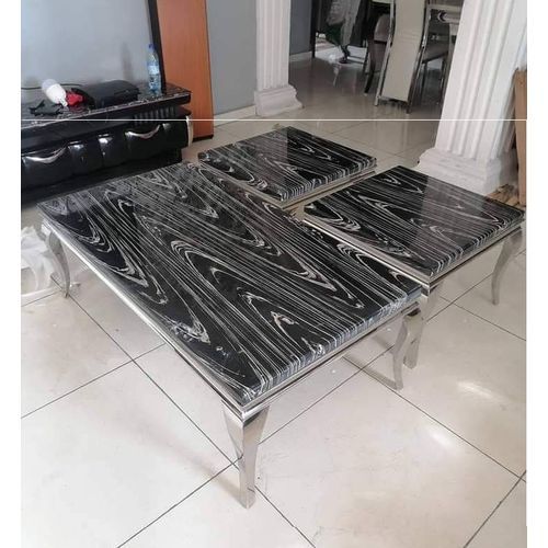 Marble Center Table With 2 Side Stools (Lagos Delivery Only)