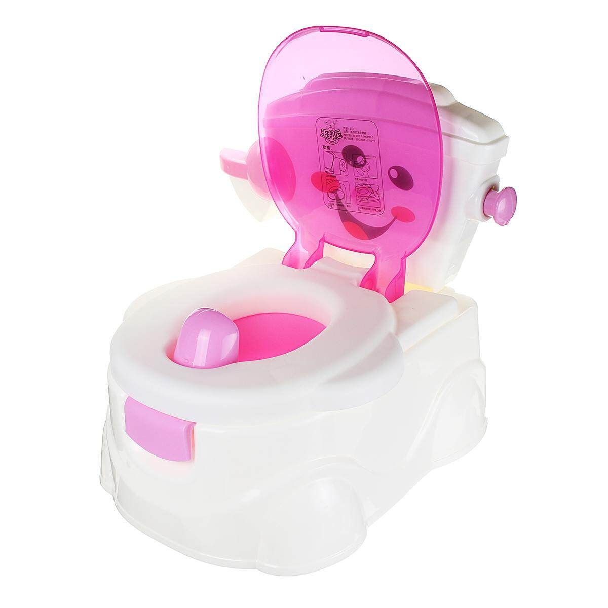 2 In 1 Music Kids Baby Toilet Training Children Toddler Potty Trainer Seat Chair Champagne Pink