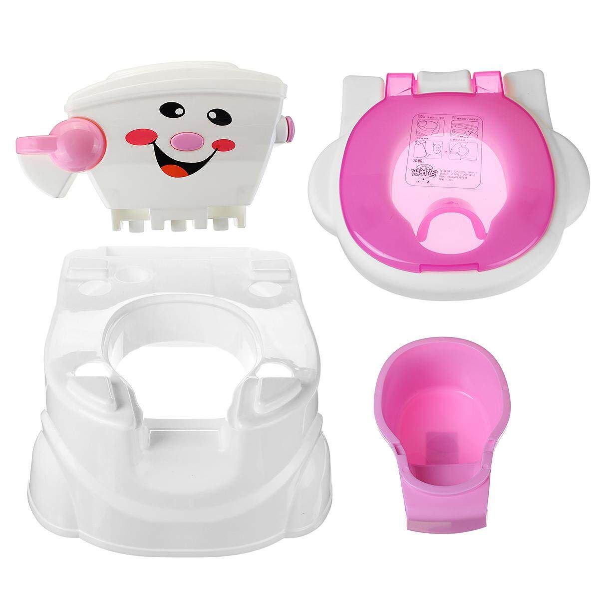 2 In 1 Music Kids Baby Toilet Training Children Toddler Potty Trainer Seat Chair Champagne Pink