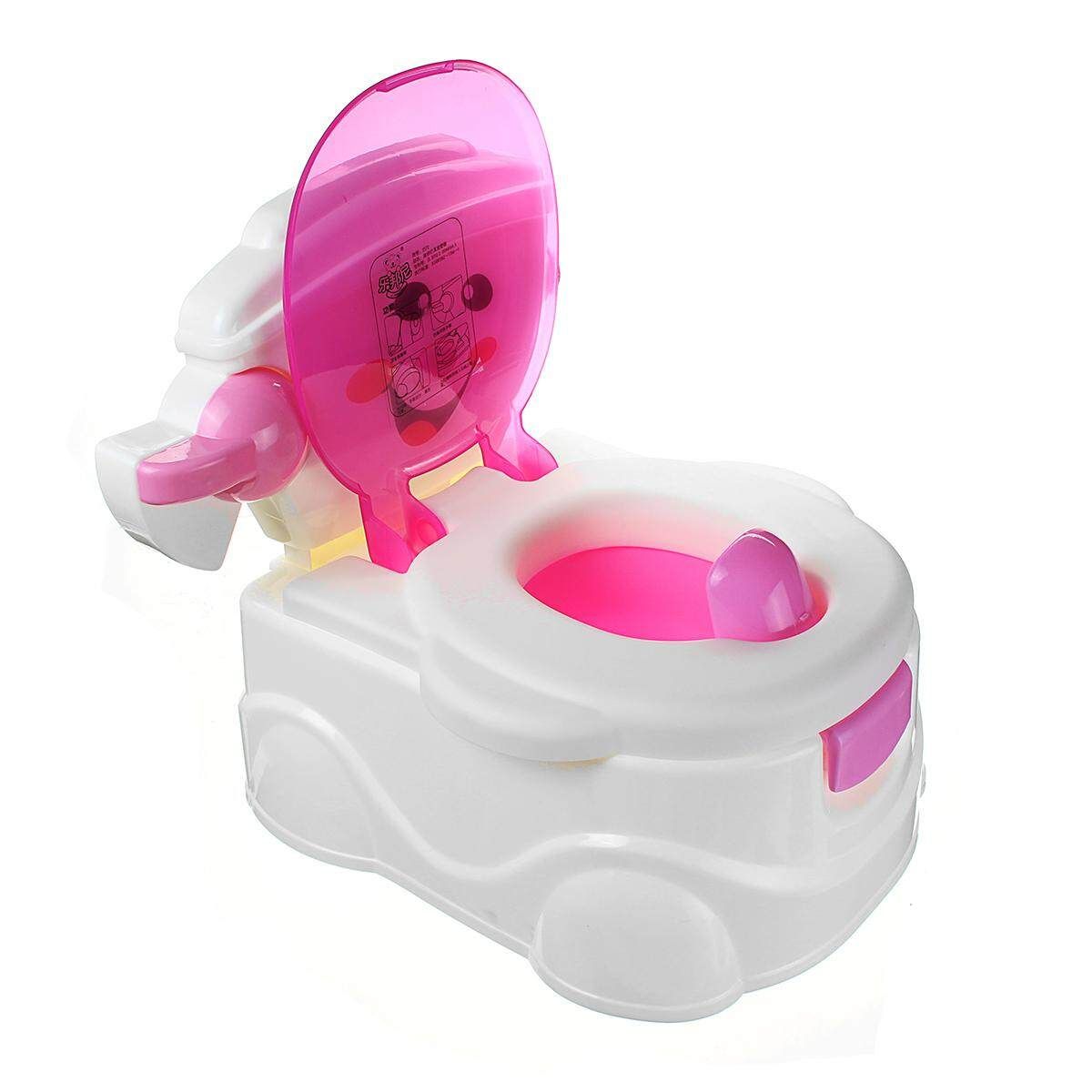 2 In 1 Music Kids Baby Toilet Training Children Toddler Potty Trainer Seat Chair Champagne Pink