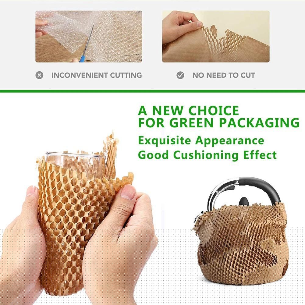1 Roll Recycled Packing Paper 12Inch x 33FT Eco Honeycomb Paper for Moving Packaging Wrap Recyclable Cushion Material