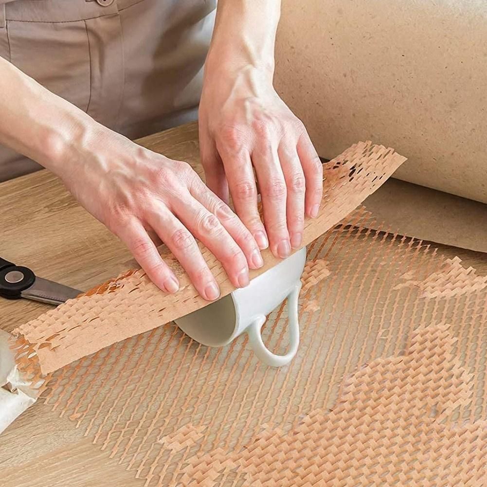 1 Roll Recycled Packing Paper 12Inch x 33FT Eco Honeycomb Paper for Moving Packaging Wrap Recyclable Cushion Material