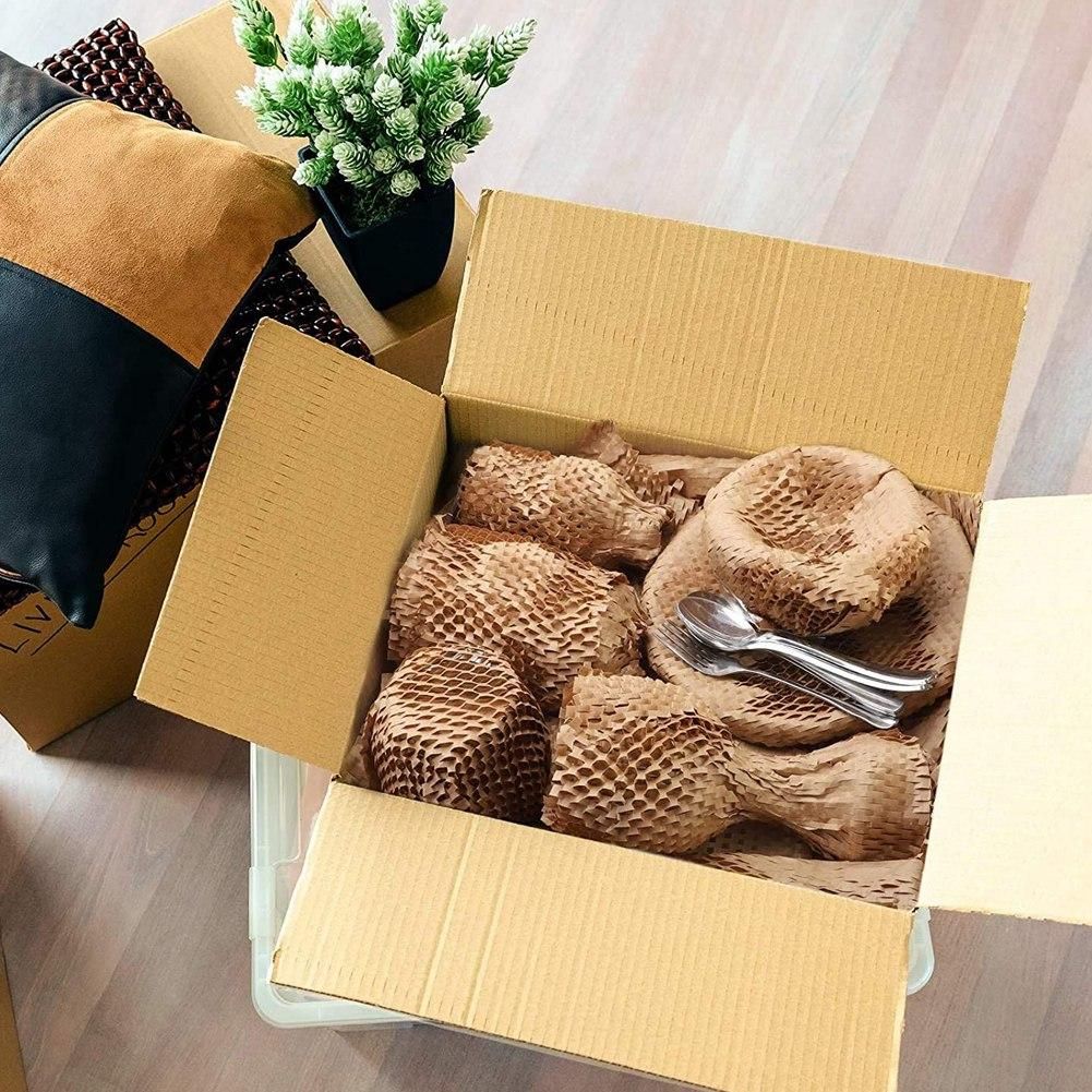 1 Roll Recycled Packing Paper 12Inch x 33FT Eco Honeycomb Paper for Moving Packaging Wrap Recyclable Cushion Material