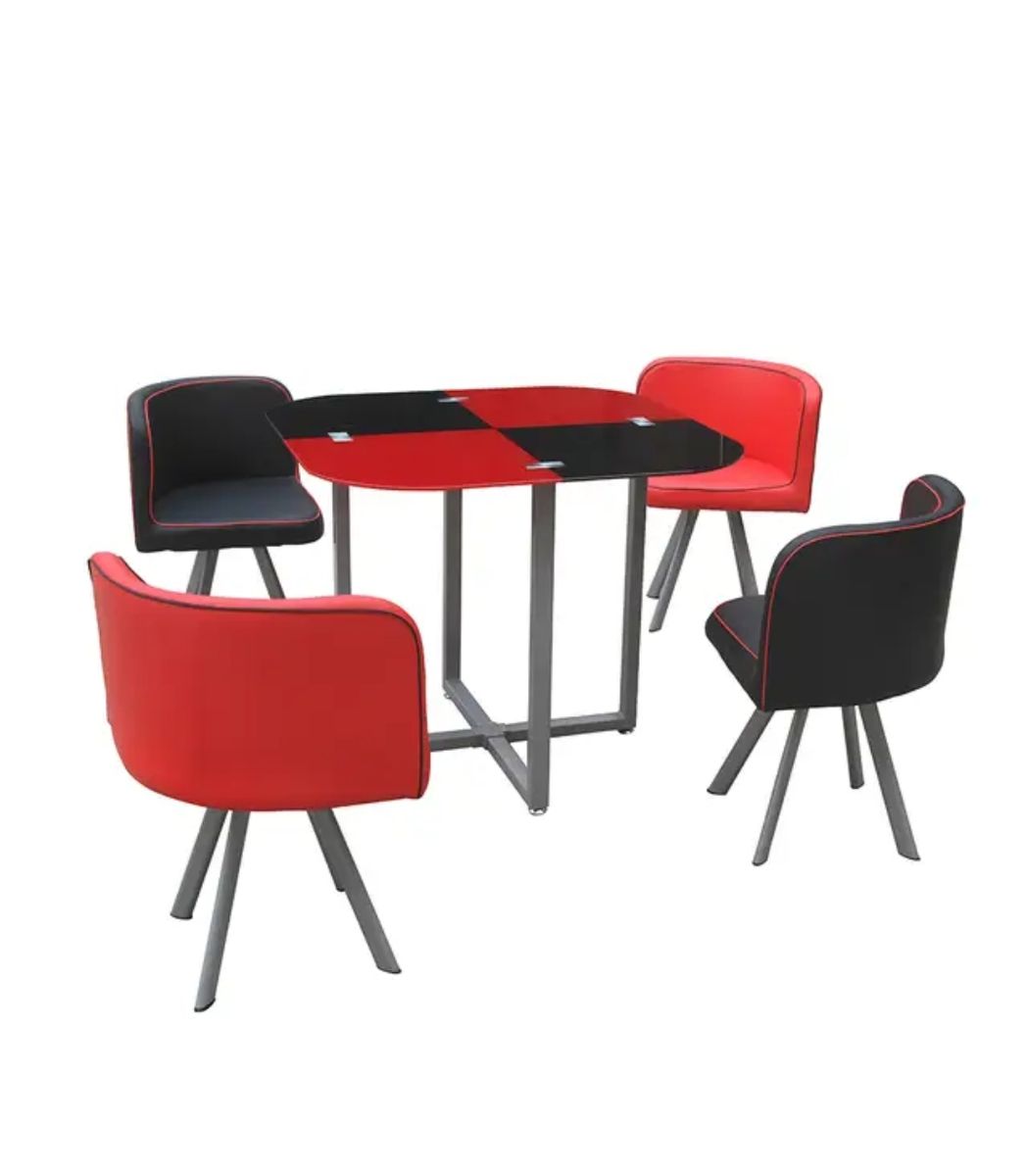 Luxury 4 Seaters Tampered Glass Dinning Table And 4 Chairs