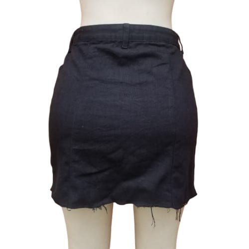 Ladies Denim Loosethread Skirt- Black
