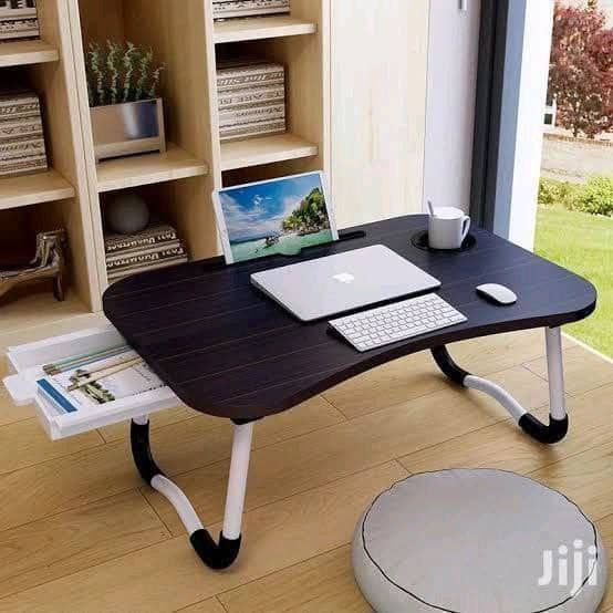 Foldable Laptop Table With Dock Stand And Mini Drawer