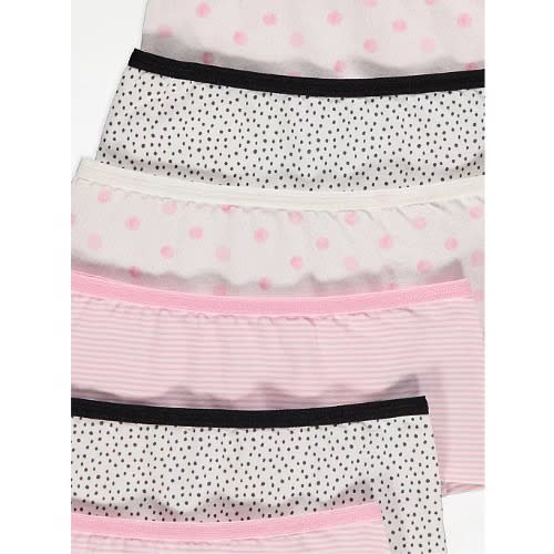 Polka Dot & Striped Print Short Knickers - 10 Pack