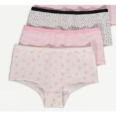 Polka Dot & Striped Print Short Knickers - 10 Pack