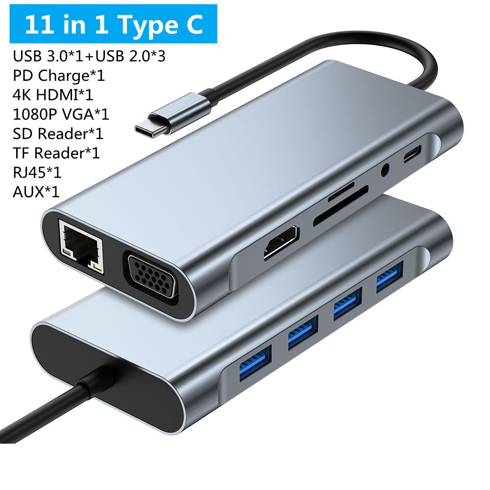 4/5/8/11-in-1 USB C Hub 3.0 Type C Dock Splitter Multiport