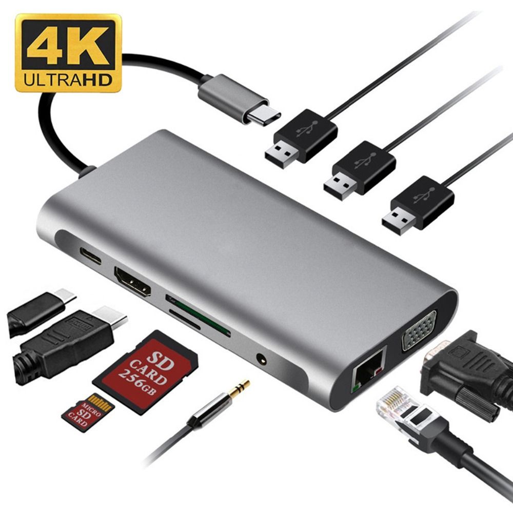 11 In 1 USB 3.0 C HUB Type C Adapter To 4K HDMI-Compatible