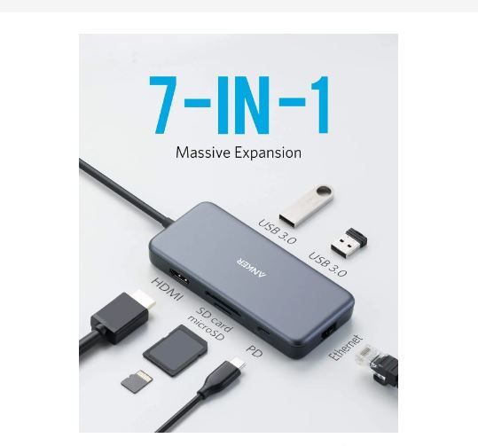 USB C Hub Adapter PowerExpand+ 7-In-1 USB