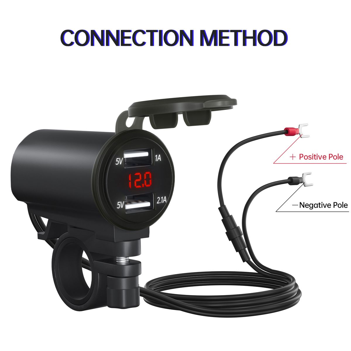 Motorcycle Dual USB Charger, 12V 3.1A Waterproof USB Adapter