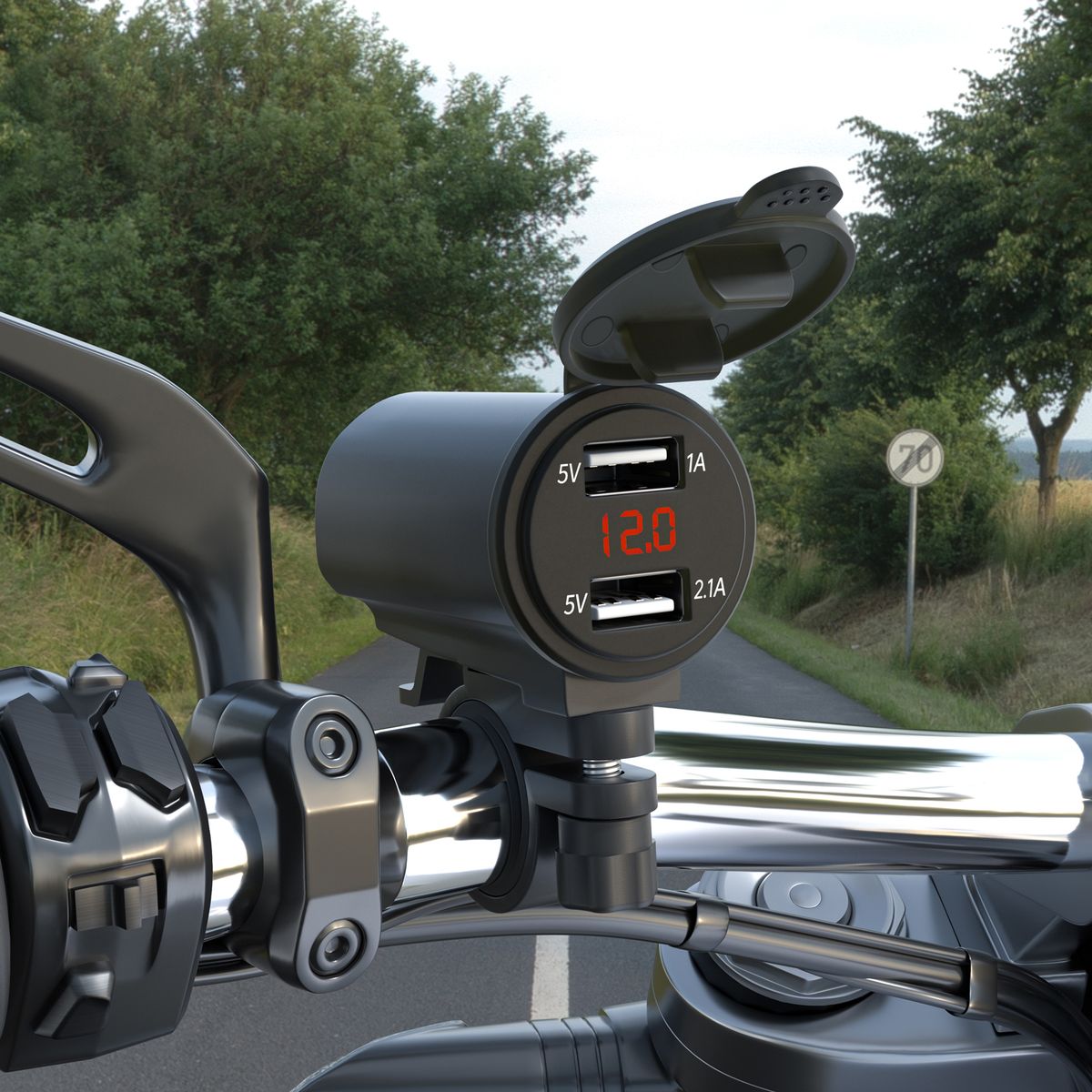 Motorcycle Dual USB Charger, 12V 3.1A Waterproof USB Adapter
