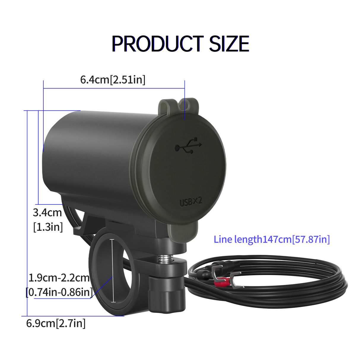 Motorcycle Dual USB Charger, 12V 3.1A Waterproof USB Adapter