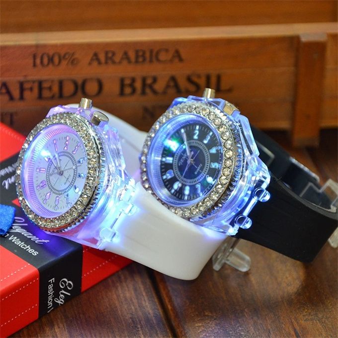 2 Pieces Of Couple Luminous Led Wrist Watch