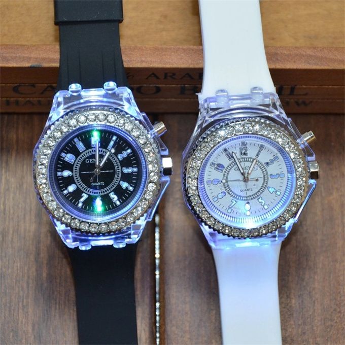 2 Pieces Of Couple Luminous Led Wrist Watch