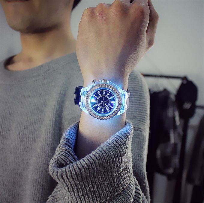 2 Pieces Of Couple Luminous Led Wrist Watch