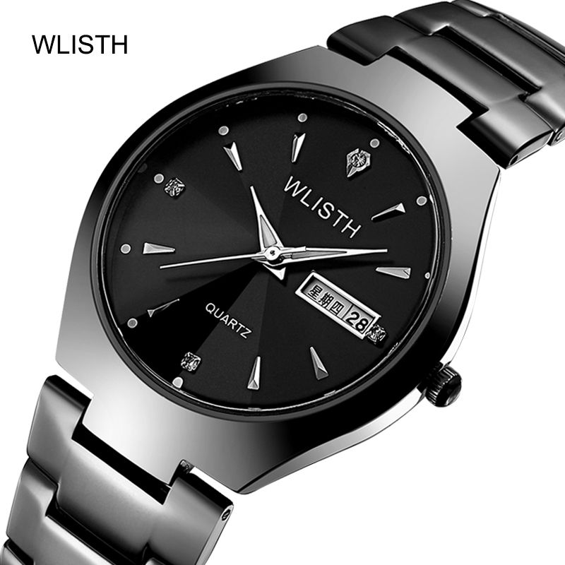 Luminous Tungsten Steel  Waterproof Fashion Couple Watch Calendar Quartz Watch