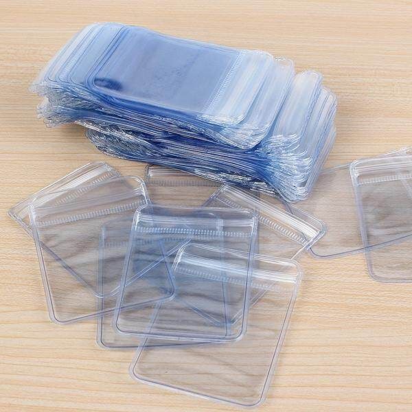 100Pcs Clear Clear Crystal PVC Plastic Coin Bag Case Wallets Storage Envelopes New 70 X 50 Mm