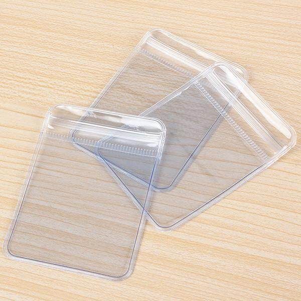 100Pcs Clear Clear Crystal PVC Plastic Coin Bag Case Wallets Storage Envelopes New 70 X 50 Mm