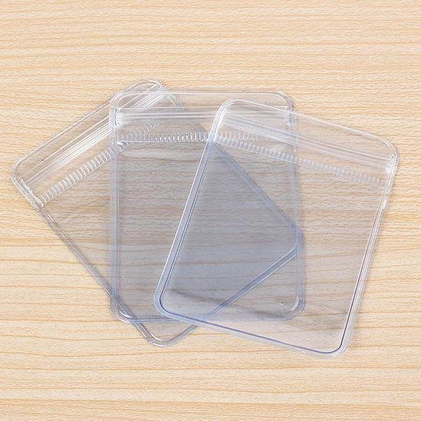 100Pcs Clear Clear Crystal PVC Plastic Coin Bag Case Wallets Storage Envelopes New 70 X 50 Mm