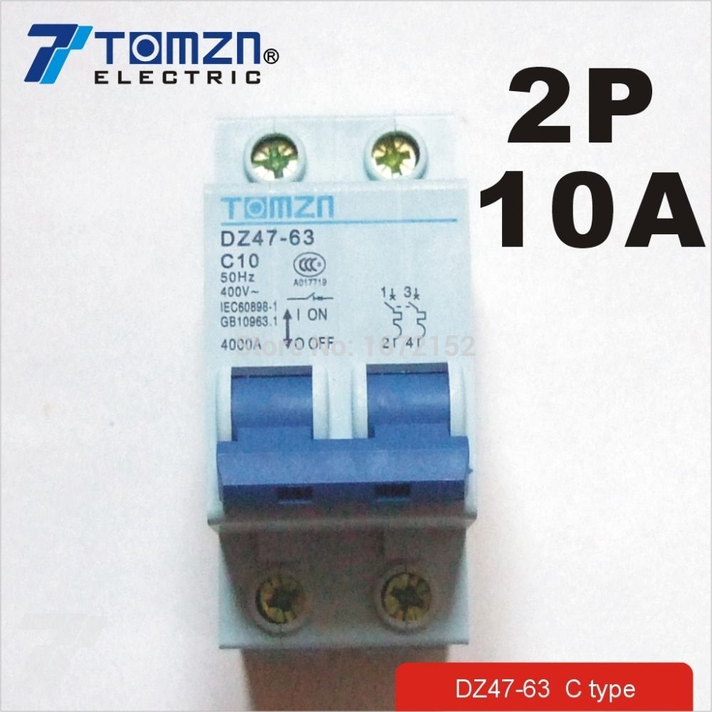 2P 10A 400V~ 50HZ 60HZ Circuit Breaker AC MCB Ty Breaker