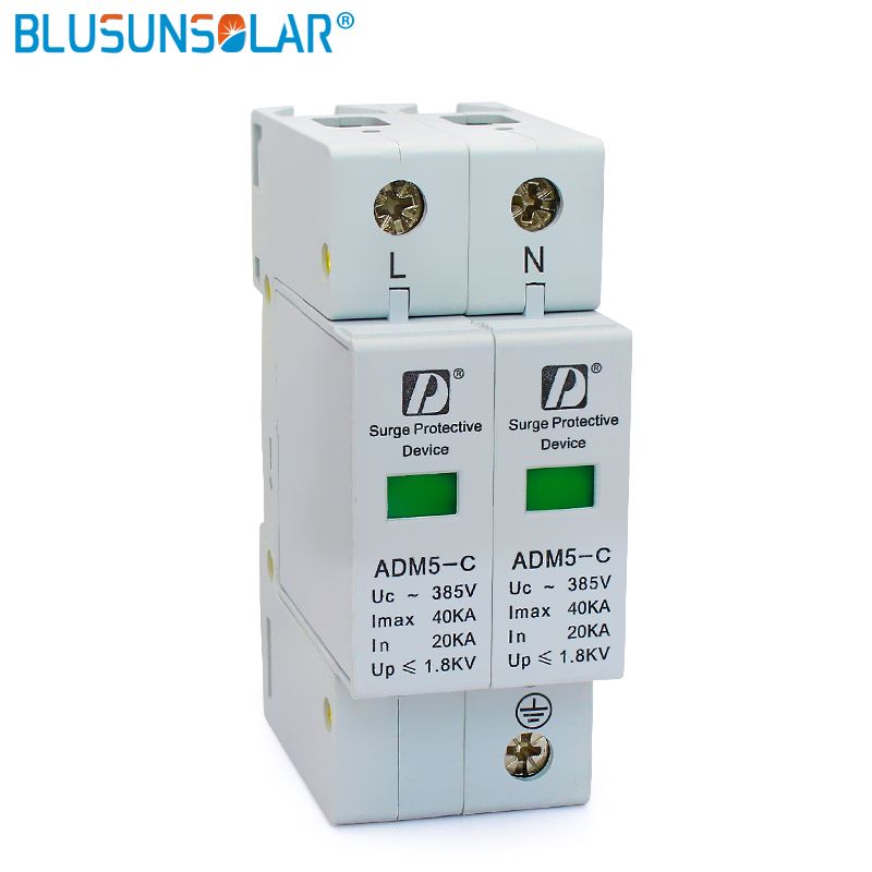 High Quality 20-40kA 2P+N 110V 220V 380V AC Din Rail SPD